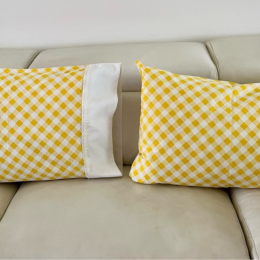 Yellow Checkered Pillowcases 19/28 inches